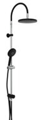 MATAO RAIN hoofddouche set, chroom/zwart mat grote wellness-hoofddouche, Ø 22,5 cm handdouche met 3 functies met antikalk nozzles push-button omsteller voor het switchen tussen hoofd- en handdou