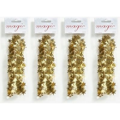 4x Gouden spiraal slingers met sterren 750cm kerstboom