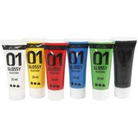 Creativ Company Acrylverf voor kidneren glossy standaardkleuren, 6x20ml