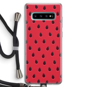 Watermelon: Samsung Galaxy S10 Plus Transparant Hoesje met koord