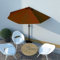 VidaXL Balkonparasol half met aluminium paal 270x144x222 cm terracotta