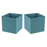Opbergmand/kastmand Square Box - 2x - karton/kunststof - 29 liter - petrol blauw - 31 x 31 cm