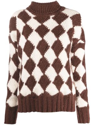 Plan C pull à motif géométrique - Marron