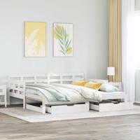 Slaapbank met onderschuifbed/lades zonder matras 80x200 cm wit