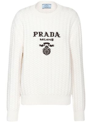 Prada pull en cachemire à col rond - Blanc