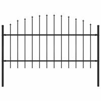 Tuinhek met speerpunt staal 170x125 cm zwart