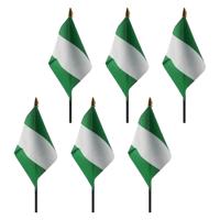 Nigeria - 6x - mini vlaggetje van 10 x 15 cm op stokje - Landen vlag - H27 cm