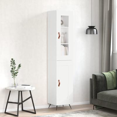 Hoge kast 34,5x34x180 cm bewerkt hout wit
