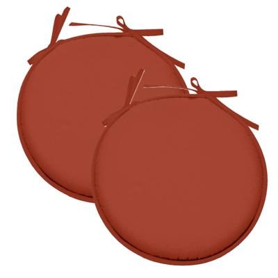 Stof Textile Home stoelkussens - 2x - terracotta - D40 x H3 cm - voor binnen - rond