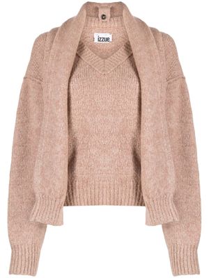 izzue pull à détail de foulard - Rose
