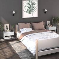 Wandnachtkastjes 2 st bewerkt hout hoogglans wit