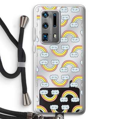 Regenboog: Huawei P40 Pro Plus Transparant Hoesje met koord