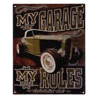 Clayre & Eef Tekstbord 20x25 cm Bruin Zwart Ijzer My Garage Wandbord