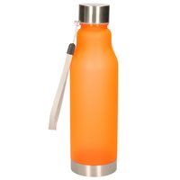 Waterfles/drinkfles/sportfles - oranje - kunststof/rvs - 600 ml