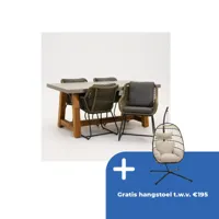 Tuinstoel portofino olijf groen met Veltis tafel 180 cm