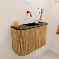 Toiletmeubel Mondiaz Joya Dlux | 63.2 cm | Meubelkleur Oak | Faye wastafel Lava Wasbak Midden | Zonder kraangat(en)