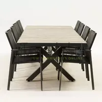 Tuinset Delia met Castilla negro kruispoot 240cm tafel
