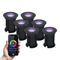 HOFTRONIC™ 6x Maisy dimbare LED grondspot - Rond - Zwart - RGBWW - 5.5 Watt - WiFi & Bluetooth - IP67 straal waterdicht - 3 jaar garantie HOFTRONIC™ 6x Maisy dimbare LED grondspot - Rond - Zwart - RGBWW - 5.5 Watt - WiFi & Bluetooth - IP67 straal waterdicht - 3 jaar garantie