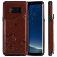 Voor Galaxy S8 plus Kat Bee reliëf patroon schokbestendige beschermende case met kaartsleuven & fotolijstjes (bruin)