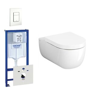 Clou Hammock toiletset met inbouwreservoir, wandtoilet met softclose en quickrelease zitting met bedieningsplaat verticaal/horizontaal wit 0720003/0729205/sw106250/sw108319/