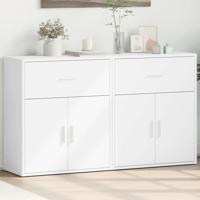 Dressoirs 2 st 60x31x70 cm bewerkt hout wit