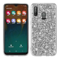 Glittery poeder schokbestendig TPU Case voor Galaxy A40 (zilver)