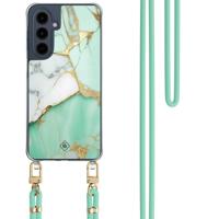 Samsung Galaxy A16 hoesje met mint koord - Marmer mintgroen
