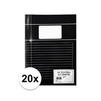 Schoolschriften - 10x stuks - zwarte kaft - A5 formaat - met lijntjes