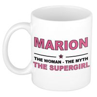 Naam cadeau mok/ beker Marion The woman, The myth the supergirl 300 ml   - - thumbnail