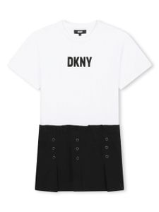 Dkny Kids robe plissée à logo imprimé - Blanc