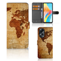 OPPO A58 4G Flip Cover Wereldkaart - thumbnail