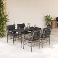 5-delige Tuinset met kussens poly rattan lichtgrijs