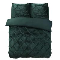 Dekbedovertrek Velvet Pintuck Groen Patroon 140x200 Cm Anti Allergie Sleeptime - Dekbed-Discounter.nl
