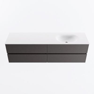 MONDIAZ VICA 170cm badmeubel onderkast Dark Grey 4 lades. Wastafel MOON rechts zonder kraangat, kleur Talc.