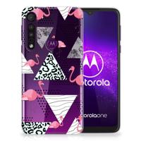 Motorola One Macro | TPU Hoesje | Flamingo Triangle