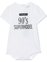 Dolce & Gabbana Kids body en coton à slogan imprimé - Blanc - thumbnail