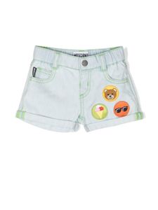 Moschino Kids short en jean à patch logo - Bleu