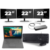 Lenovo V330-14IKB - Intel Core i3-8e Generatie - 14 inch - 8GB RAM - 256GB SSD - Windows 11 + 3x 22 inch Monitor