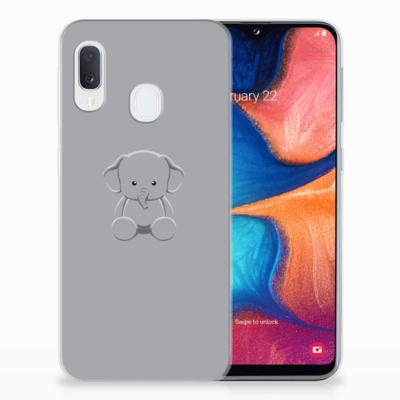 Samsung Galaxy A20e Telefoonhoesje met Naam Grijs Baby Olifant Samsung Galaxy A20e Telefoonhoesje met Naam Grijs Baby Olifant