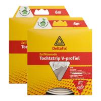 2x tochtstrip - tochtwering - wit - zelfklevend - v-profiel - 6 m x 9 mm x 7 mm