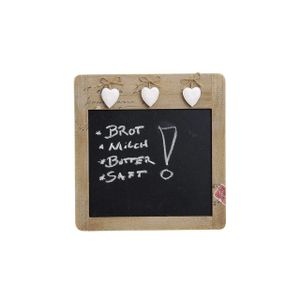 1x Houten schoolborden schrijfborden/memoborden met hartjes 28 x 29 cm