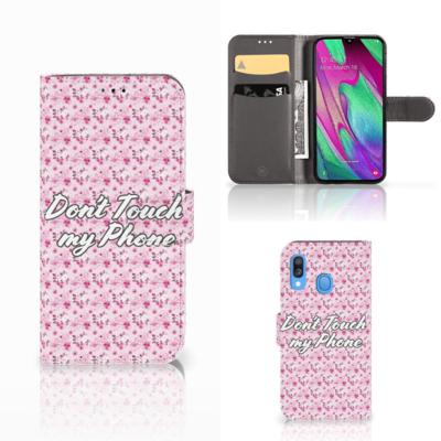 Samsung Galaxy A40 Portemonnee Hoesje Flowers Pink DTMP Samsung Galaxy A40 Portemonnee Hoesje Flowers Pink DTMP