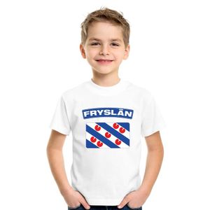 T-shirt met Friese vlag wit kinderen