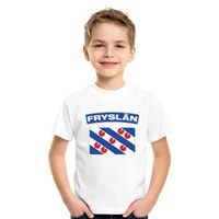 T-shirt met Friese vlag wit kinderen