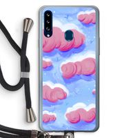 Roze wolken met vogels: Samsung Galaxy A20s Transparant Hoesje met koord