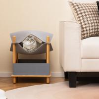 Kattenhuis met 2 Etages Verhoogd Kattenbed met Opbergruimte Hangmat of Kattenmand Kattenmeubel 40 x 40 x 53 cm