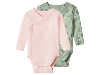 lupilu Set van 2 baby rompers (Roze/groen, 62/68)
