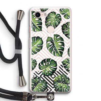 Geometrische jungle: Pixel 3 Transparant Hoesje met koord