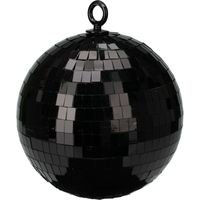 Grote discobal kerstbal /spiegel kerstbal- 1x -zwart -15cm -kunststof - thumbnail