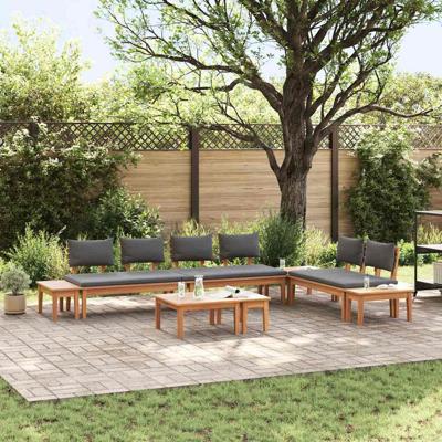 Tuinbankset met kussen met opslag 5 pcs Bruin en Grijs